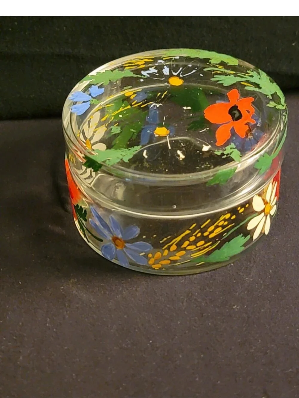 Austrian Handpainted Floral Glass Vanity Set - 3 Pieces, Blue Accents